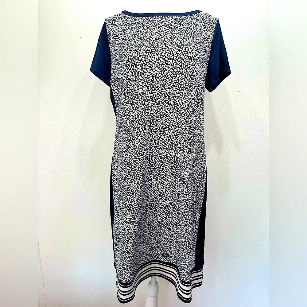 MICHAEL Michael Kors Navy Dainty Floral Cap Sleeve Shift Dress Size Medium